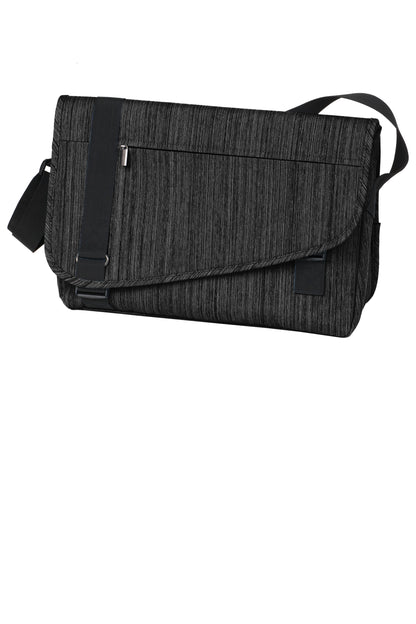 Print-View Port Authority® Crossbody Messenger bag featuring a storm gray color and a flat front design.