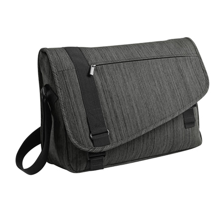 Print-View Port Authority® crossbody messenger bag in storm gray with adjustable strap and multiple compartments.