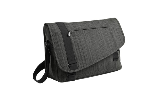 Print-View Port Authority® crossbody messenger bag in storm gray with adjustable strap and multiple compartments.