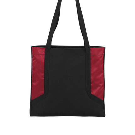 Port Authority® Circuit Tote bag in rich red and black with a flat front design, made by Print-View.