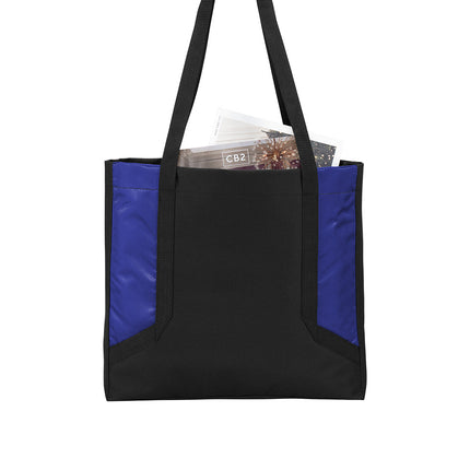 Port Authority® Circuit Tote bag in true royal black, featuring a sleek design with sturdy handles and spacious main compartment.