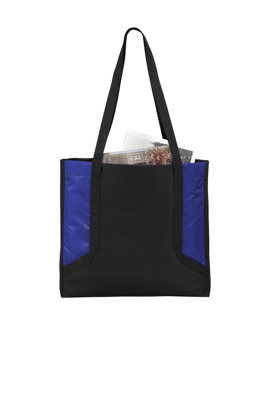 Port Authority® Circuit Tote bag in true royal black, featuring a sleek design with sturdy handles and spacious main compartment.