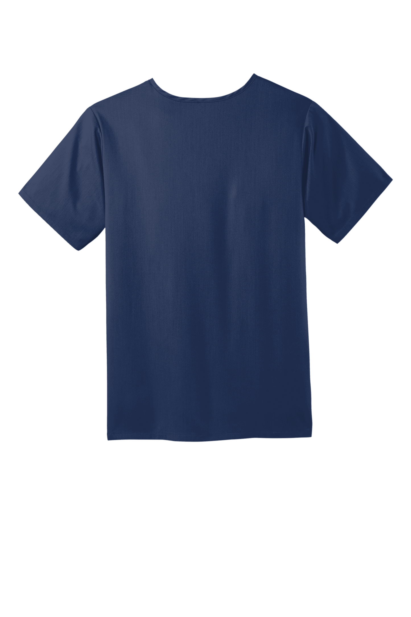 Back view of men's Wink Premiere Flex V-Neck scrub top in navy, showing the fit and fabric details.