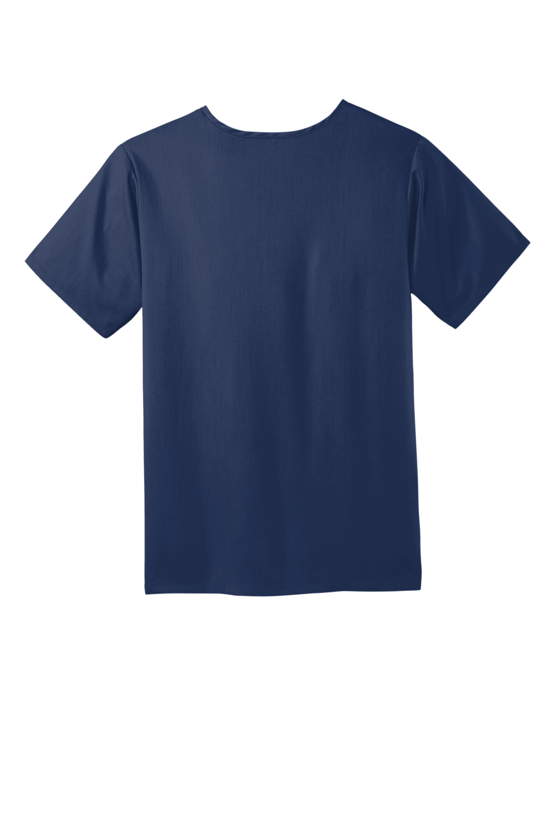 Back view of men's Wink Premiere Flex V-Neck scrub top in navy, showing the fit and fabric details.
