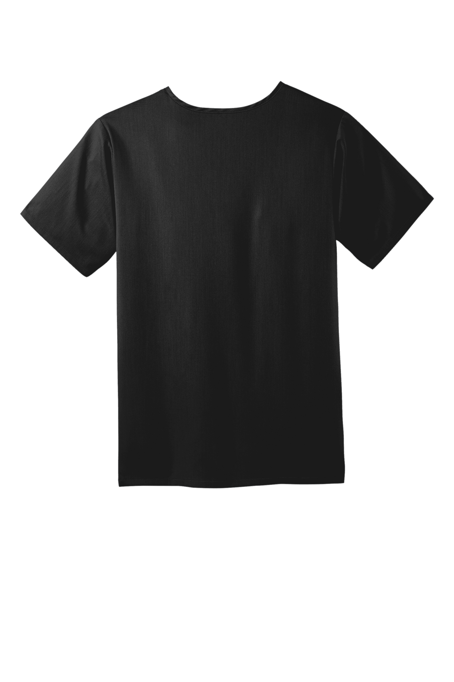 Back view of Wink Men's Premiere Flex V-Neck Scrub Top in black, showing the tailored fit and V-neck design for medical professionals.