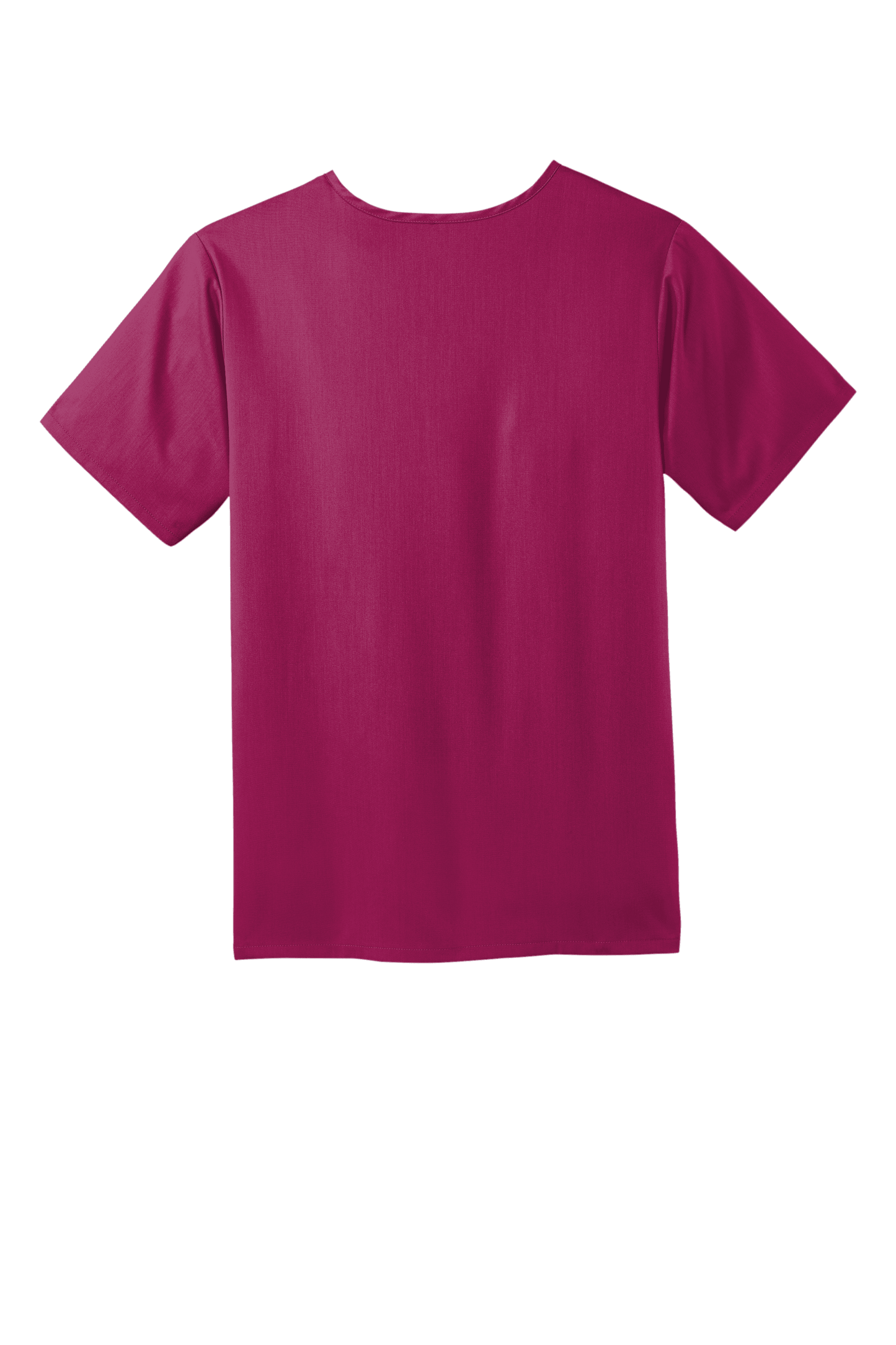 Back view of Wink Men's Premiere Flex V-Neck Scrub Top in wine color, featuring a comfortable fit and professional medical design.