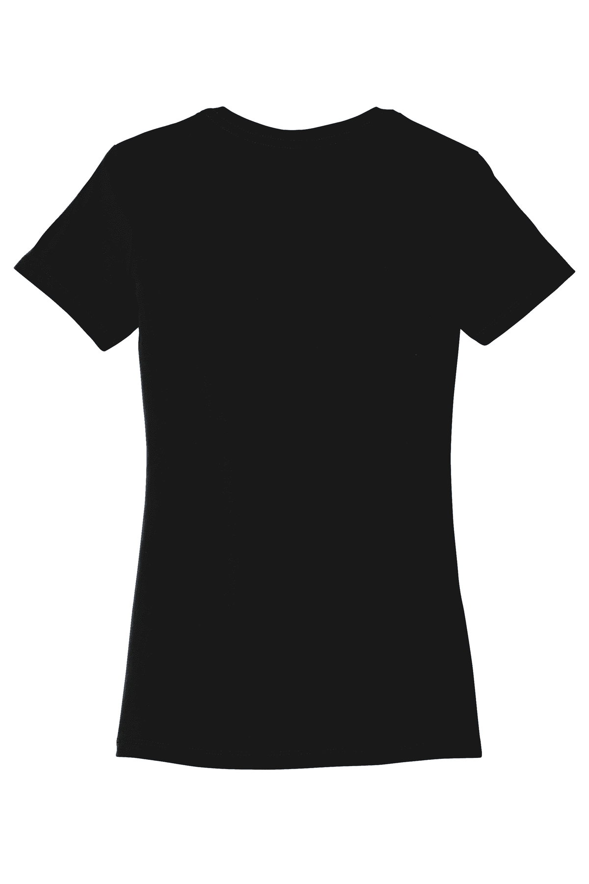 Black women's slim fit T-shirt by Bella Canvas, featuring a stylish printed design on the front.