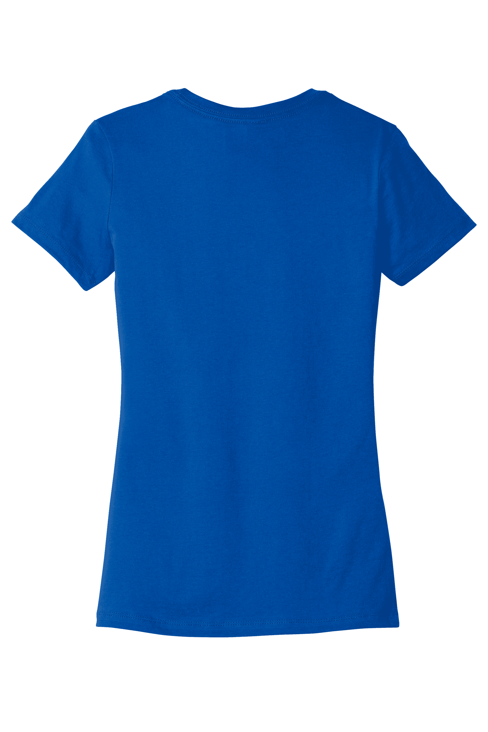 Blue women's slim fit T-shirt by Bella Canvas, shown with a printed design on the front.