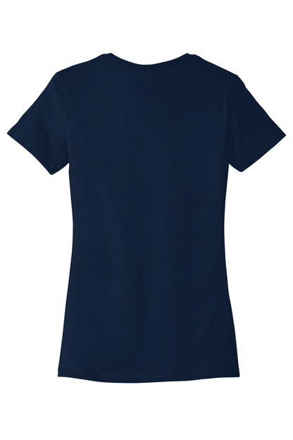 Navy Bella Canvas women's slim fit T-shirt with a printed design on the front, made from soft, comfortable fabric.