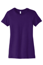 Purple women's slim fit T-shirt by Bella Canvas with a stylish print on the front, shown on a flat lay.