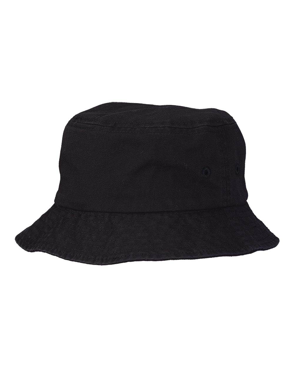 Black Print-View bucket hat with a stylish printed design, perfect for casual wear or customization options.