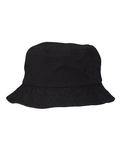 Black Print-View bucket hat with a stylish printed design, perfect for casual wear or customization options.