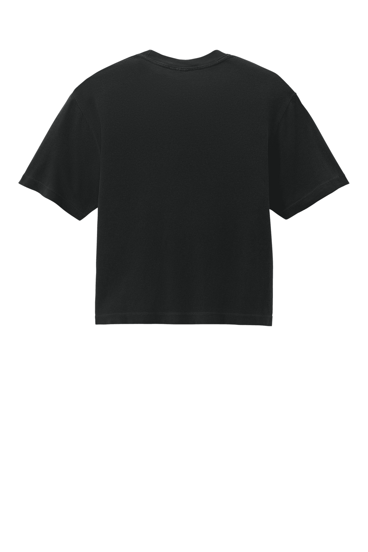 Black Comfort Colors women's heavyweight boxy crop top with garment-dyed finish and relaxed fit, featuring a custom printed back.