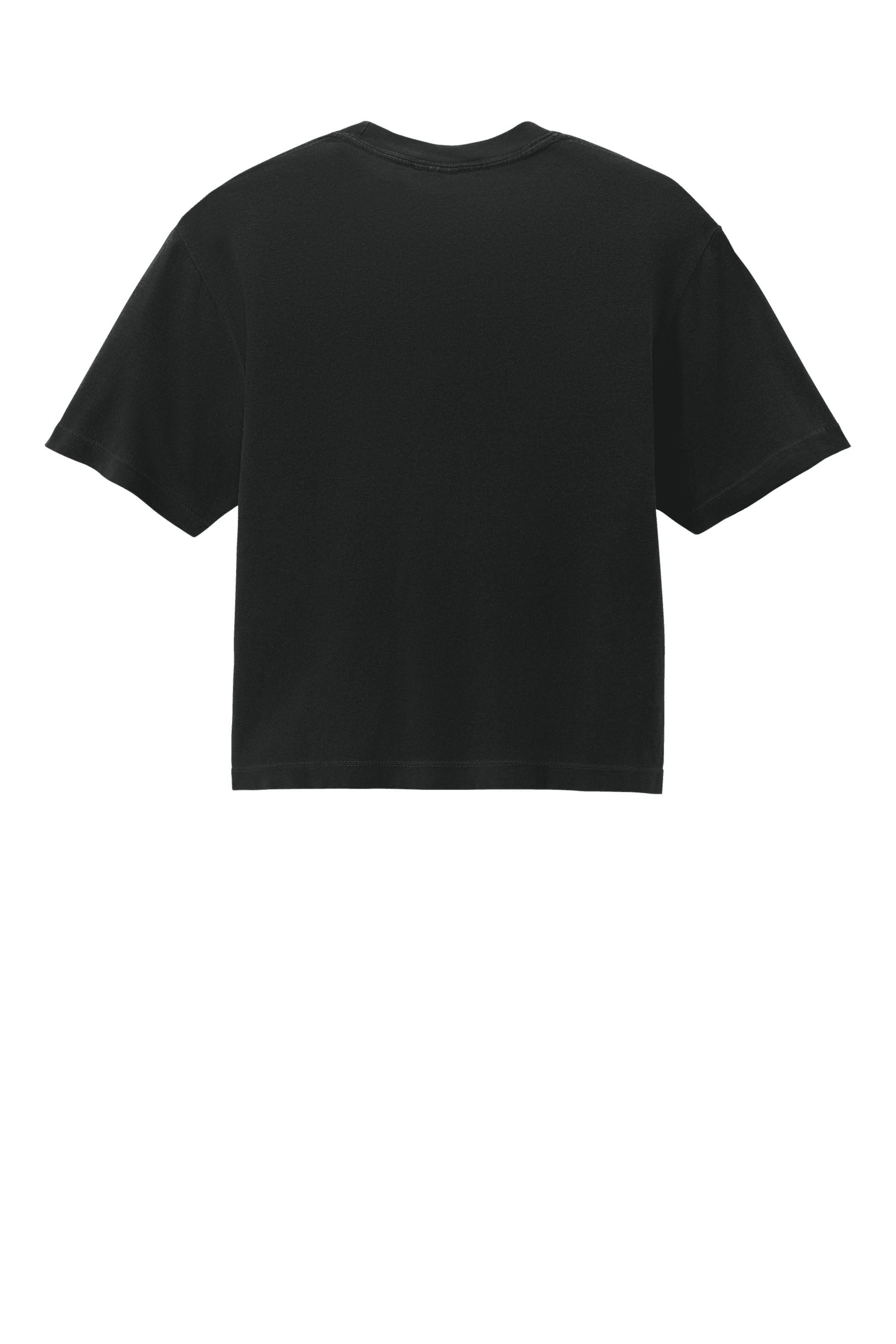 Black Comfort Colors women's heavyweight boxy crop top with garment-dyed finish and relaxed fit, featuring a custom printed back.
