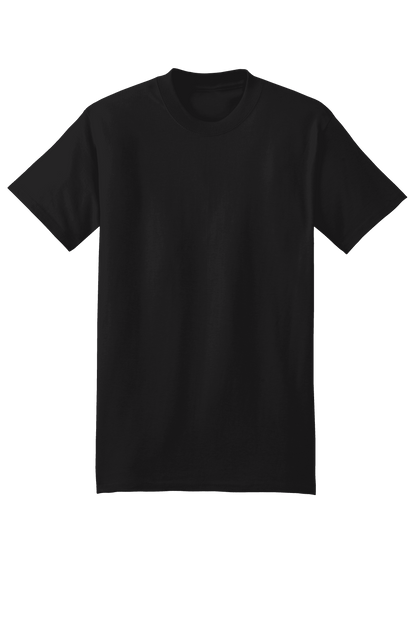 Black Hanes Beefy-T heavy-duty 100% cotton short sleeve T-shirt, customizable, with a classic fit and durable fabric.