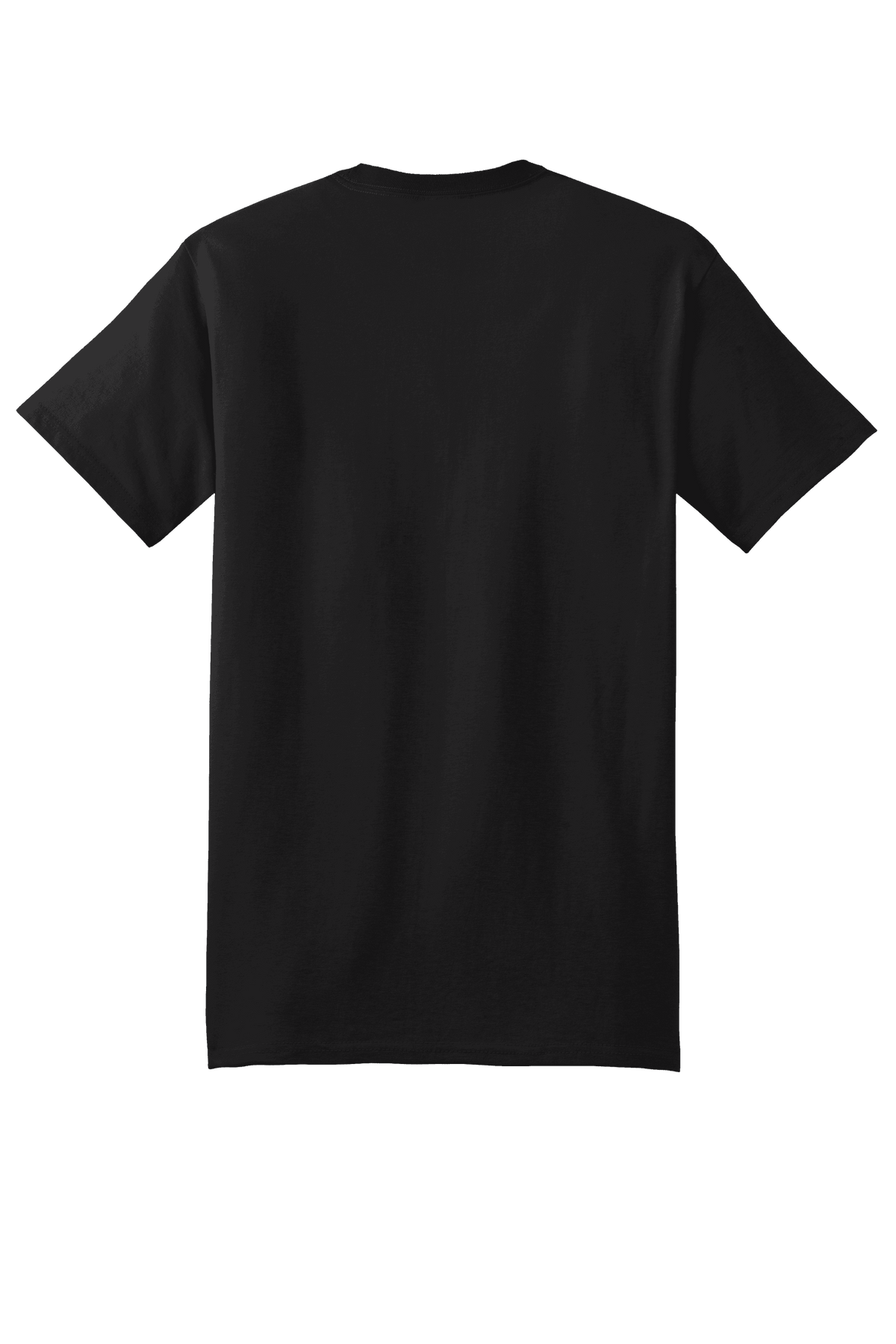 Black Hanes Beefy-T heavyweight 100% cotton short sleeve T-shirt with customizable print view at the back.
