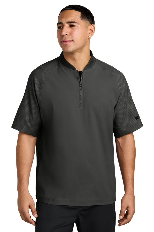 Black New Era Cage Short Sleeve 14-Zip Jacket custom printed by Print View Model