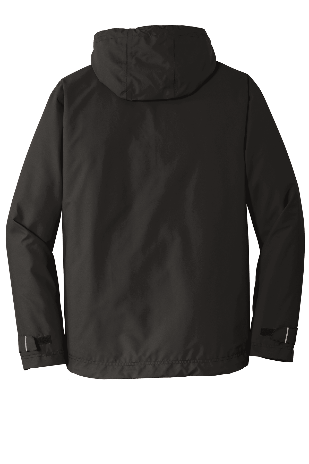 Black Port Authority rain jacket with printed design, waterproof rain jacket for men or women, customizable and stylish.