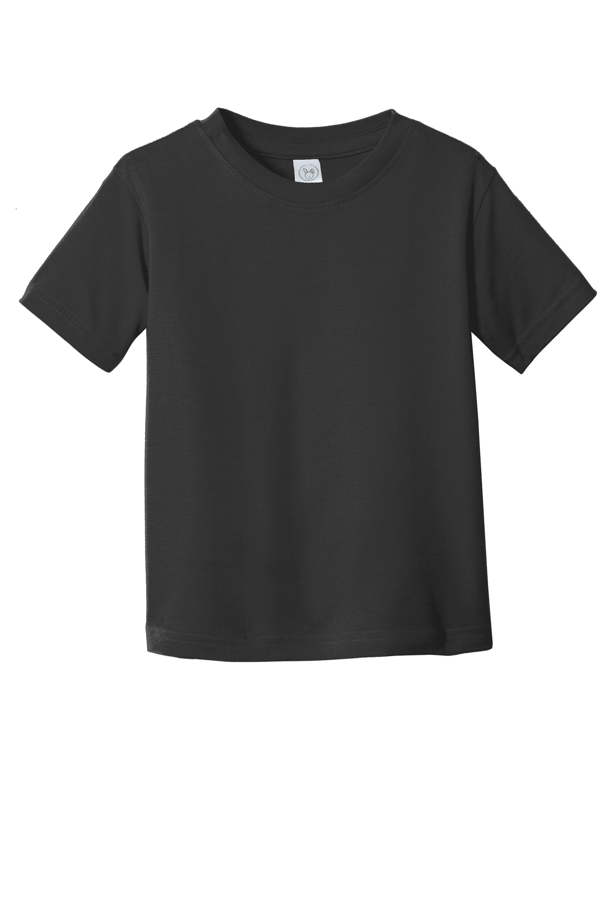 Black toddler fine jersey tee by Rabbit Skins, soft cotton kid’s T-shirt with a comfortable fit and simple design.