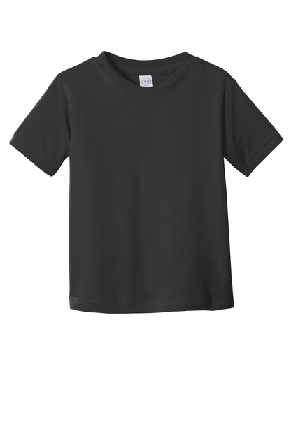 Black toddler fine jersey tee by Rabbit Skins, soft cotton kid’s T-shirt with a comfortable fit and simple design.