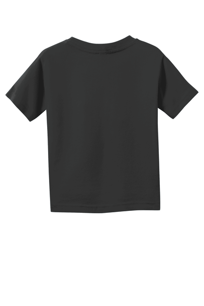 Back view of black toddler fine jersey T-shirt by Rabbit Skins, soft cotton kid's T-shirt for comfortable wear.