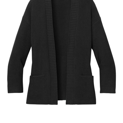 Front view Mercer+Mettle open cardigan in deep
