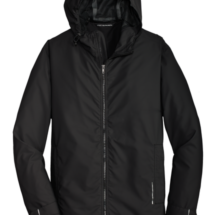 black rain jacket print view