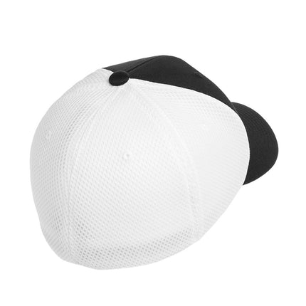 Black White fiber Mesh Fitted Hat Print View