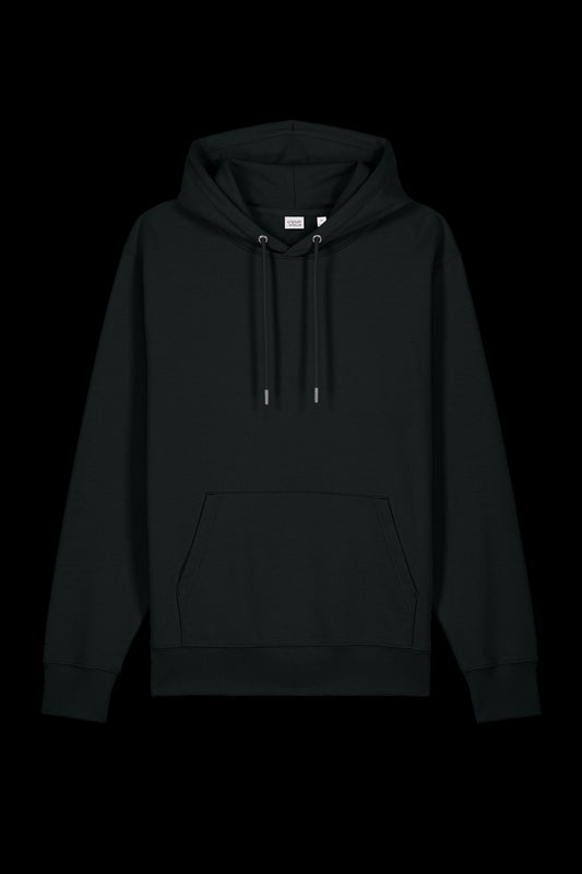 Black Lane 7 blank hoodie hooded sweatshirt with a front pocket and drawstring hood, casual and comfortable for everyday wear.