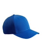 Blue fitted mesh cap by Print-View with printed design, shown from the right side, perfect for customization or plain style.