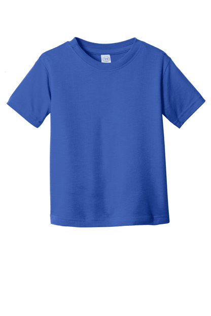 Blue toddler fine jersey T-shirt by Rabbit Skins, soft cotton kid's tee with a comfortable fit and simple design.