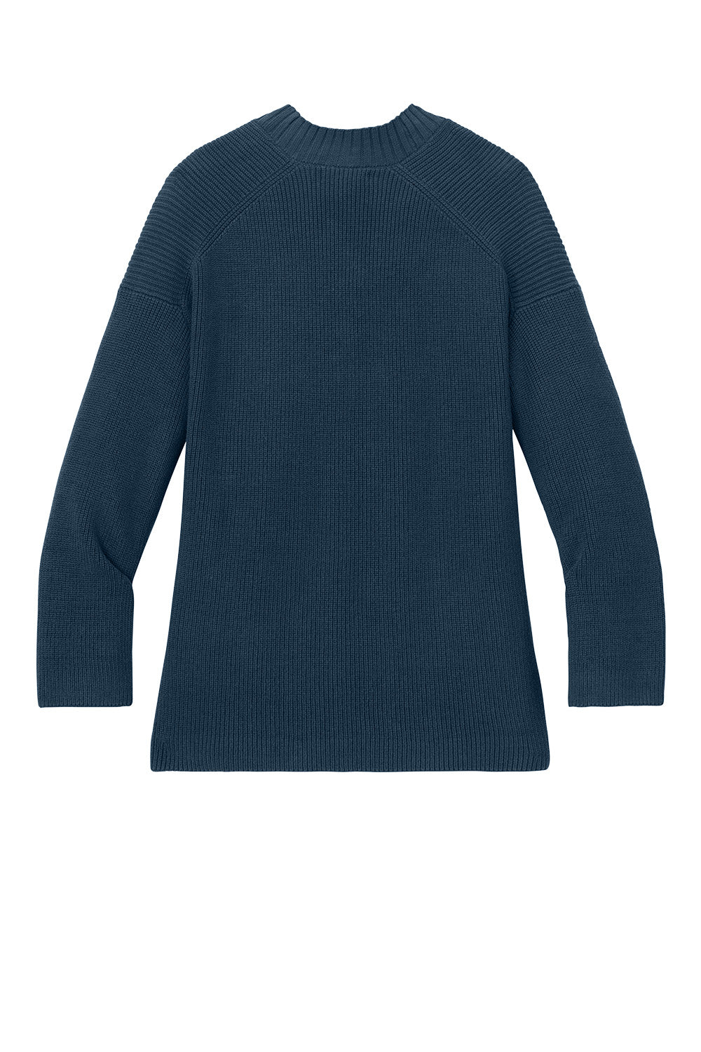 Blue Mercer+Mettle women's open front cardigan with half-shaker knit texture, shown from the back view.