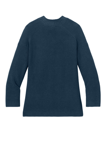 Blue Mercer+Mettle women's open front cardigan with half-shaker knit texture, shown from the back view.