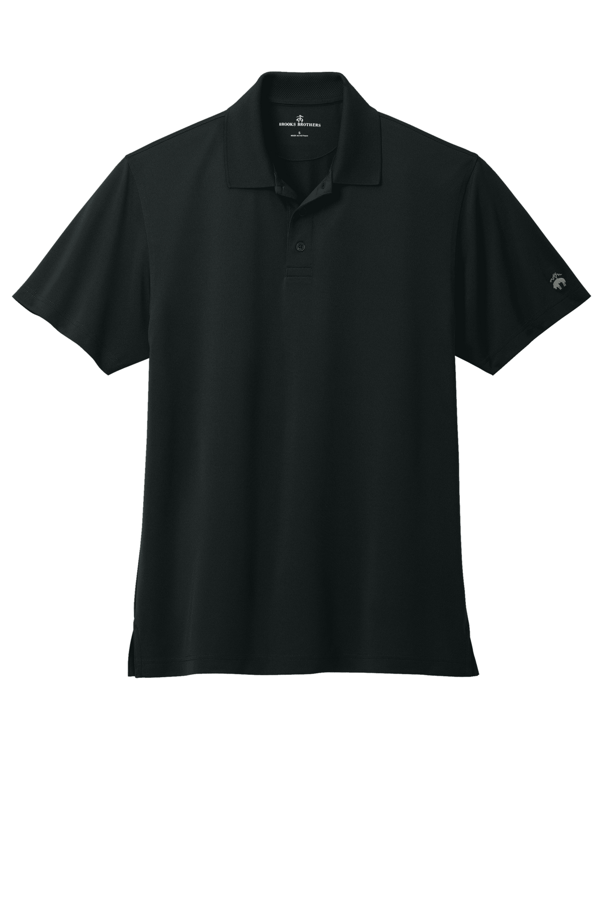 Black Brooks Brothers men's mesh pique polo shirt with classic fit and moisture-wicking fabric, ideal for active and casual wear.
