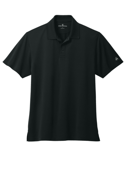 Black Brooks Brothers men's mesh pique polo shirt with classic fit and moisture-wicking fabric, ideal for active and casual wear.