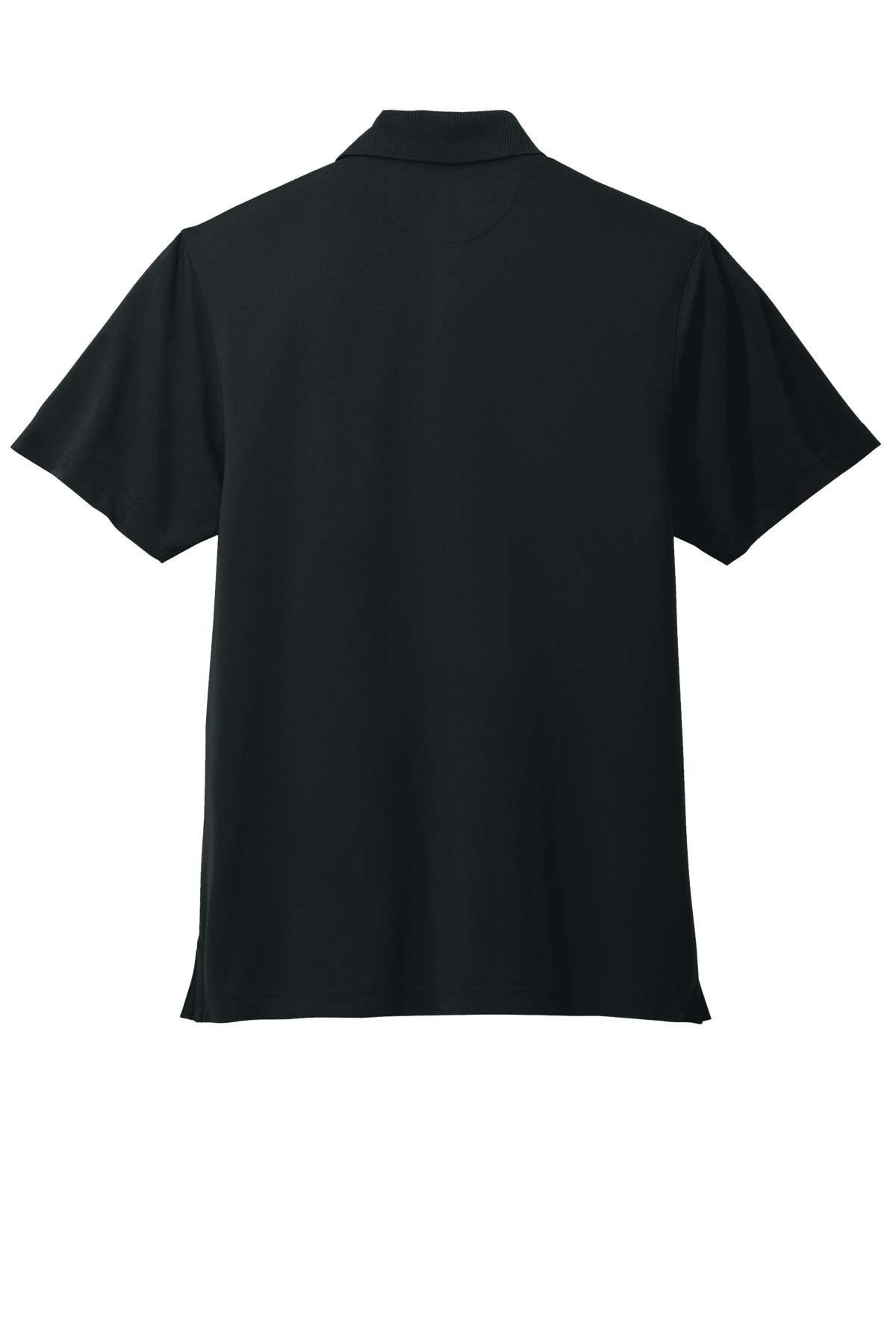 Brooks Brothers men's mesh pique performance polo in black with classic fit and moisture-wicking fabric, shown from back view.