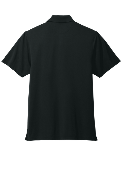Brooks Brothers men's mesh pique performance polo in black with classic fit and moisture-wicking fabric, shown from back view.