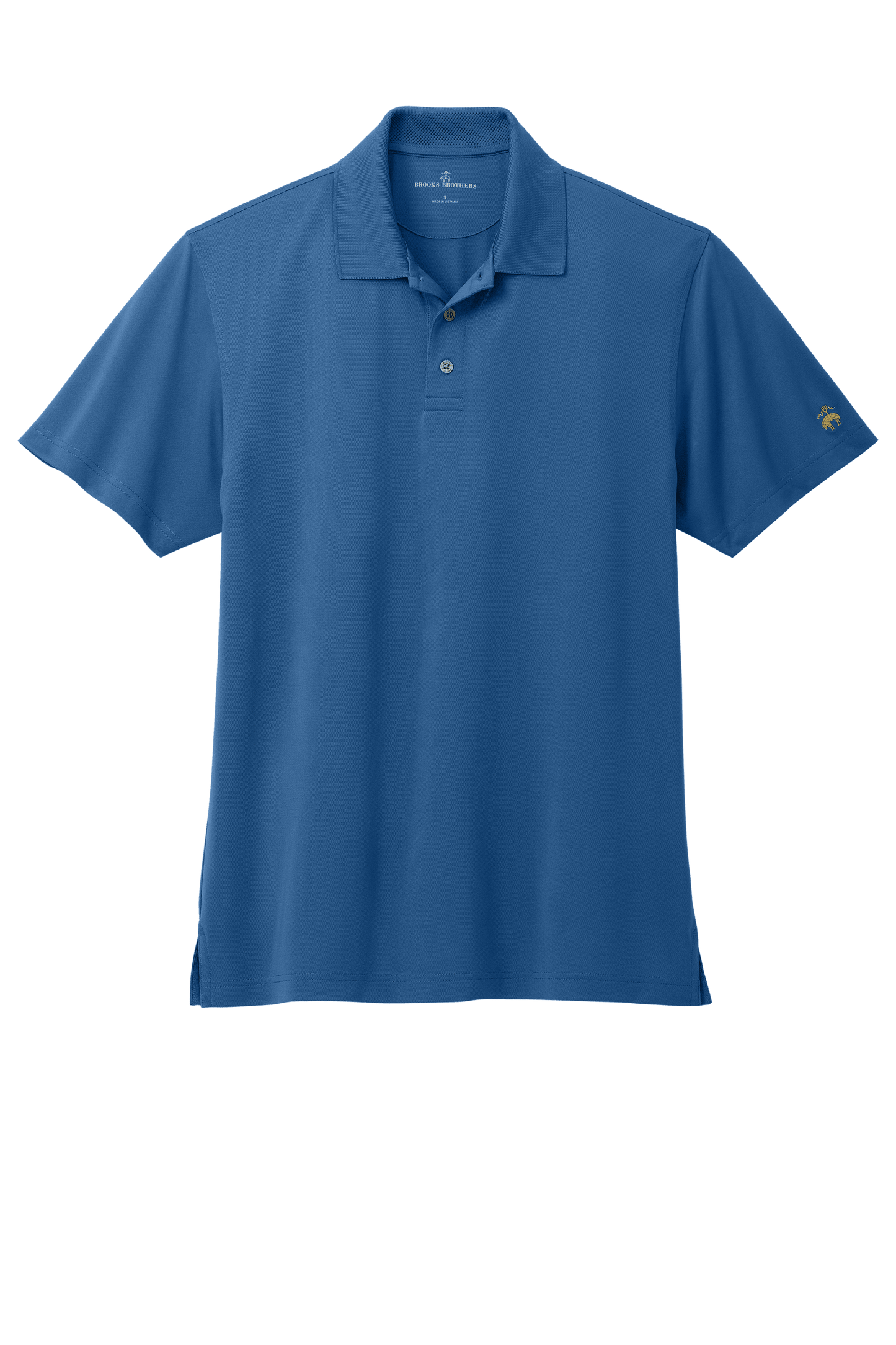Brooks Brothers men's blue mesh pique performance polo shirt with classic fit and moisture-wicking fabric.