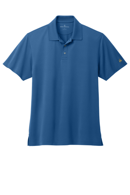 Brooks Brothers men's blue mesh pique performance polo shirt with classic fit and moisture-wicking fabric.
