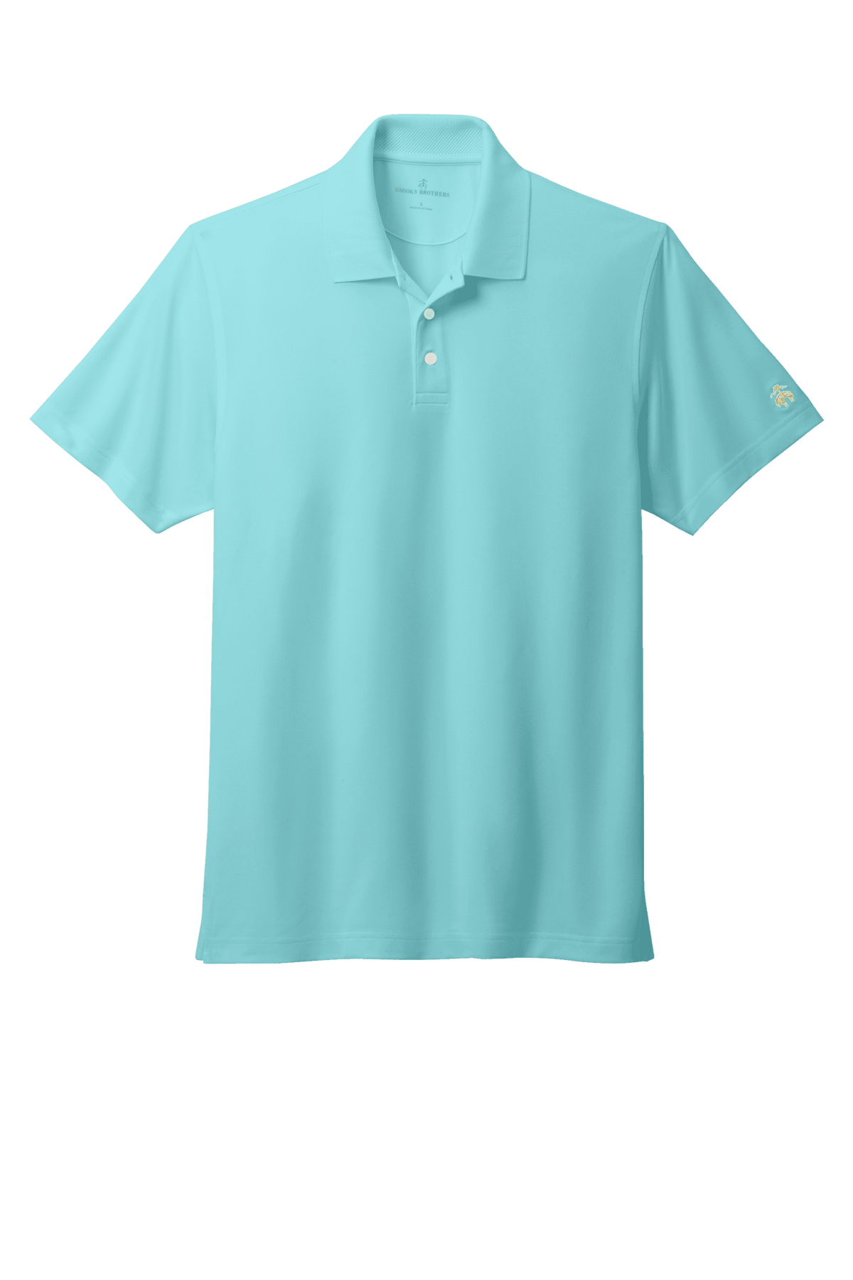 Men's Brooks Brothers mesh pique polo shirt with moisture-wicking fabric in mint, featuring a classic fit and breathable design.