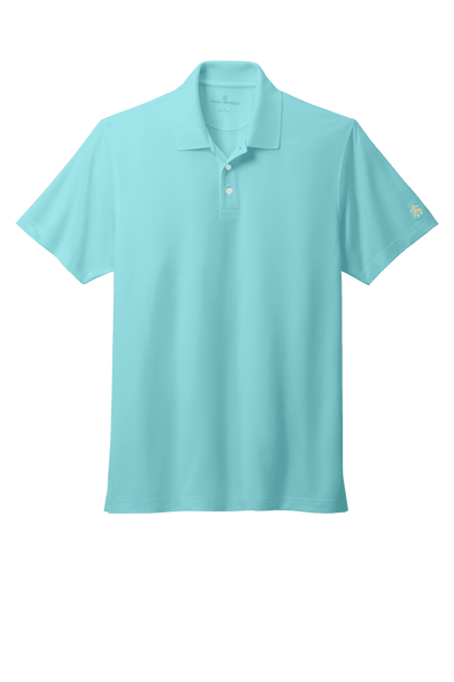 Men's Brooks Brothers mesh pique polo shirt with moisture-wicking fabric in mint, featuring a classic fit and breathable design.