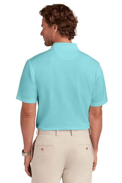 Brooks Brothers men's mint mesh pique performance polo shirt with classic fit, moisture-wicking fabric, shown from the back.