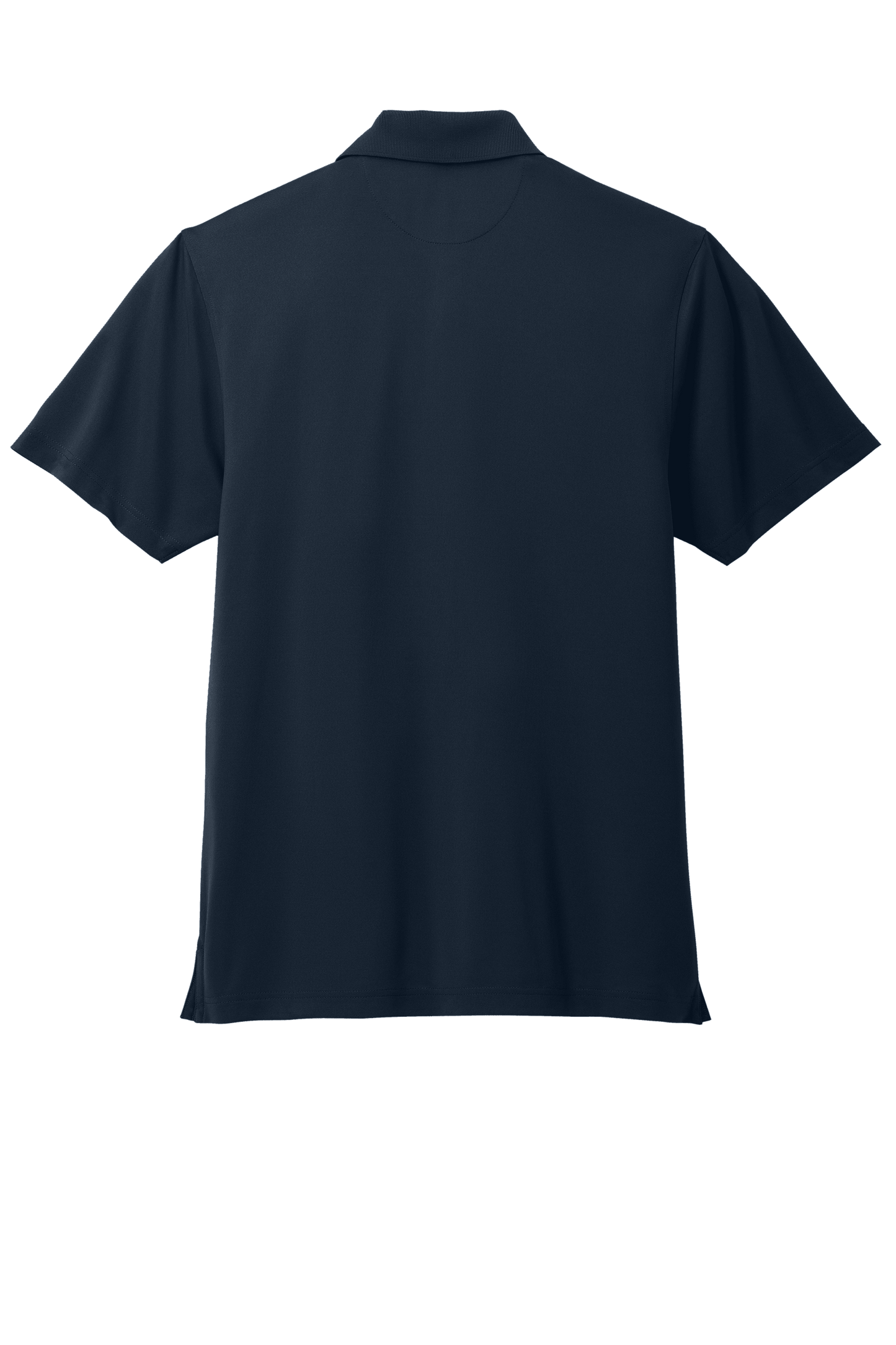 Brooks Brothers men's navy mesh pique performance polo shirt with a classic fit and moisture-wicking fabric, displayed from the back.