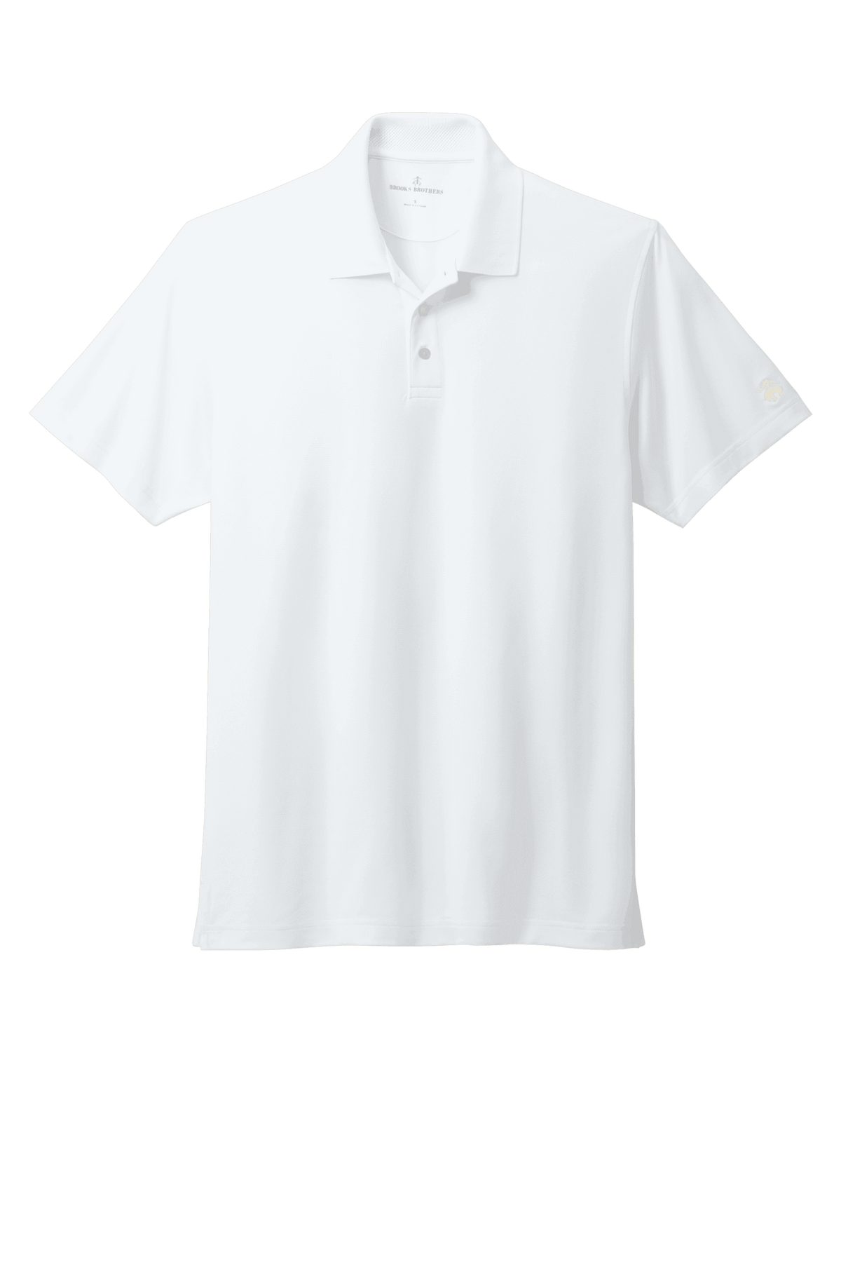 Brooks Brothers men's white mesh pique polo shirt with classic fit and moisture-wicking fabric, suitable for casual and athletic wear.