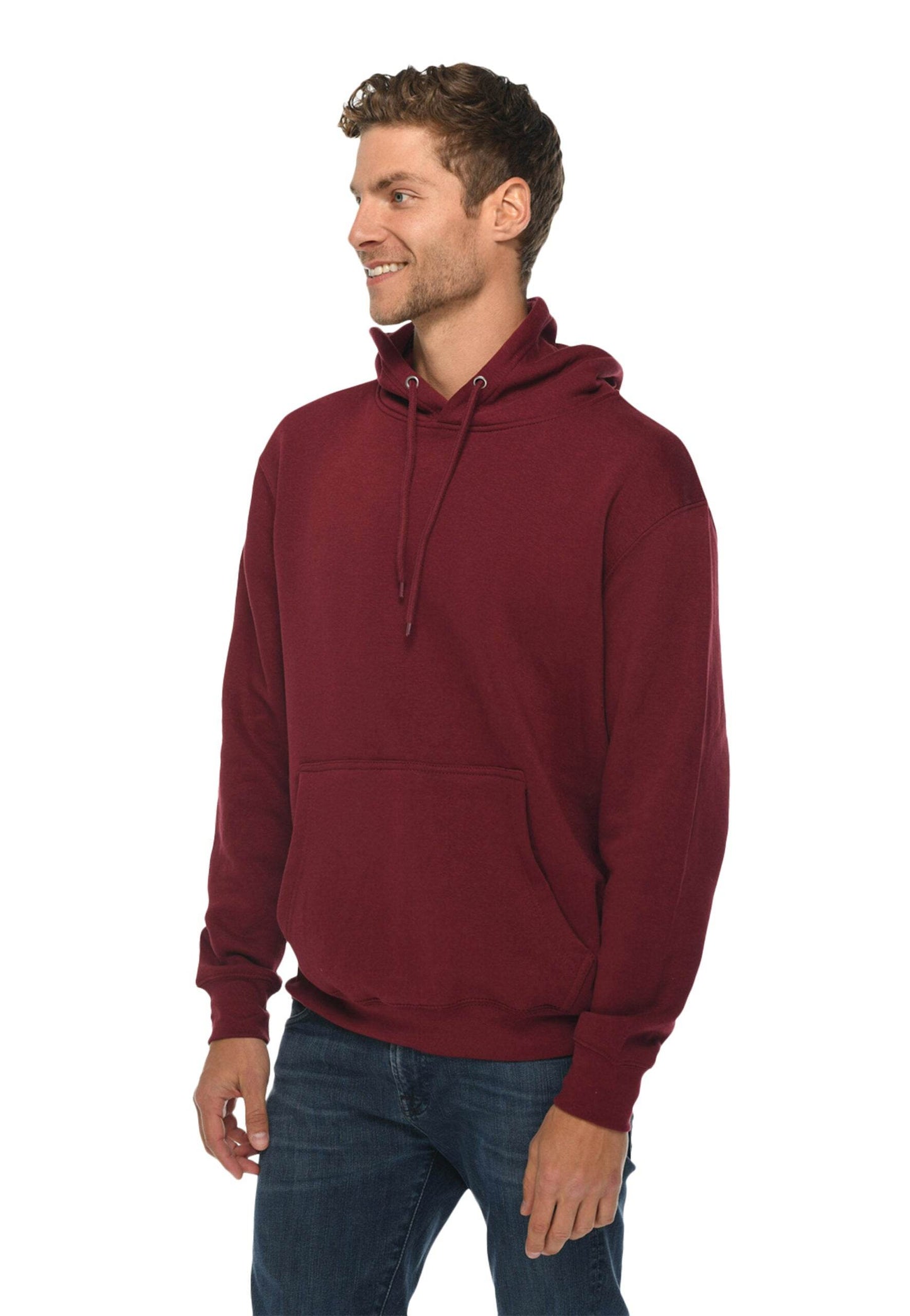 Burgundy Lane 7 unisex plain premium hoodie with front print view, made from soft fabric, featuring a comfortable pullover design.