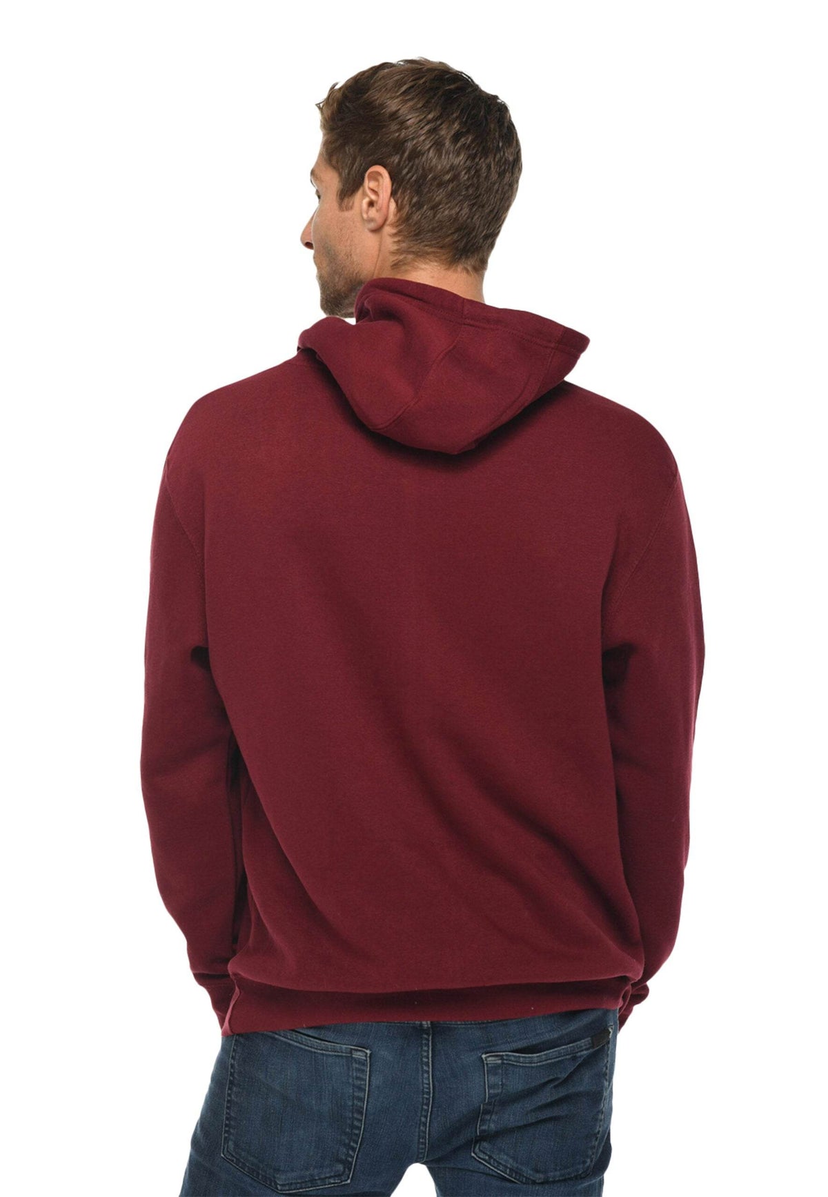 Unisex burgundy Lane 7 hoodie with plain and customizable print view, made from premium pullover hoodie material.