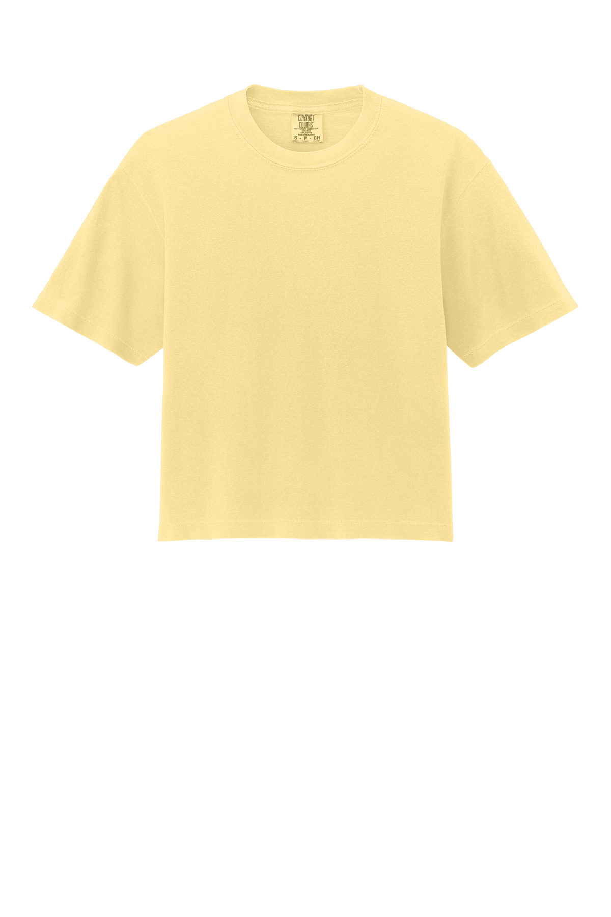 Comfort Colors women's heavyweight boxy crop top in garment-dyed fabric with relaxed fit and custom print.