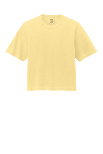 Comfort Colors women's heavyweight boxy crop top in garment-dyed fabric with relaxed fit and custom print.