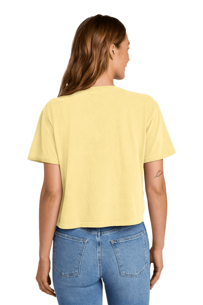 Comfort Colors women's heavyweight boxy crop top with garment dye, relaxed fit, featuring a custom print on the back.