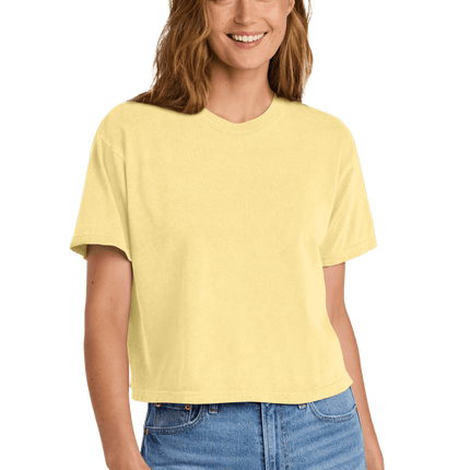 Butter Comfort Colors Boxy Tee for Women – heavyweight, garment-dyed with custom print Model front